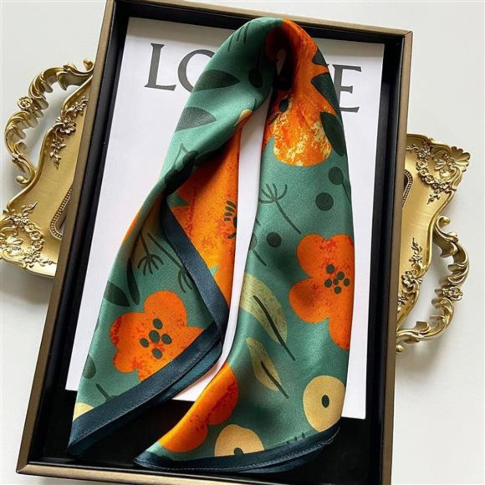 100% Mulberry Silk Square Neck Scarf